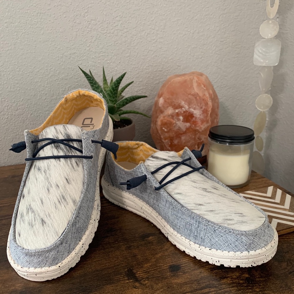 Cow hide HeyDudes
